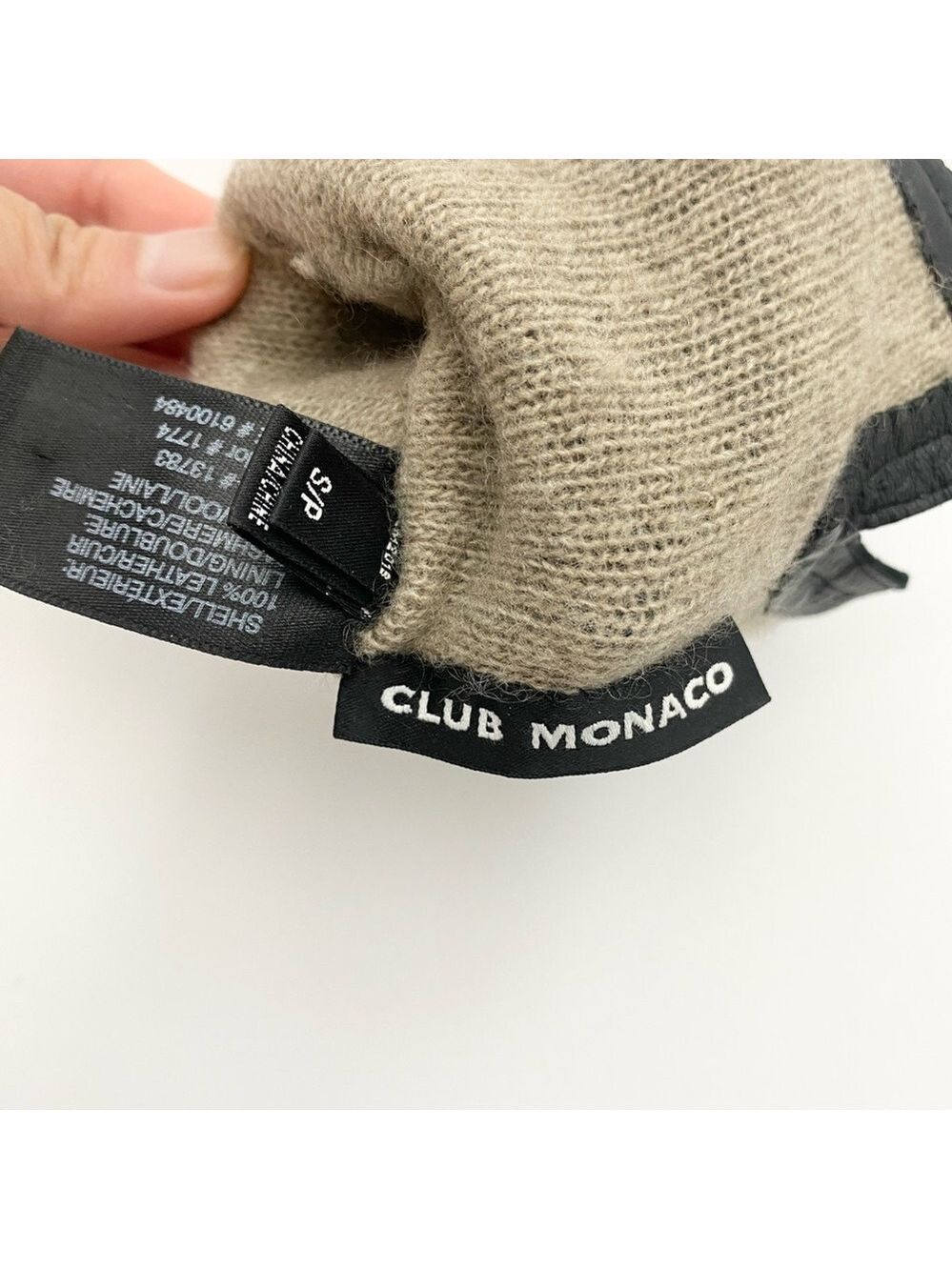Club Monaco Black Long Leather Gloves Cashmere Lined Sz S - Picture 5 of 8